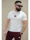 T-SHIRT MĘSKI BG SIGNATURE BIAŁY - BORDOWY