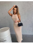 Komplet Czarny Agatha Fashion Top + Spódnica Beż