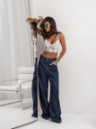 LUŻNE SPODNIE DARK JEANS La Milla