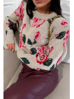 SWETER W RÓŻE Beżowy La Milla
