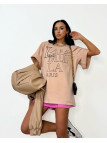 T-shirt z logo La Milla Paris - Beżowy
