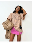 T-shirt z logo La Milla Paris - Beżowy