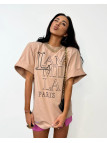 T-shirt z logo La Milla Paris - Beżowy
