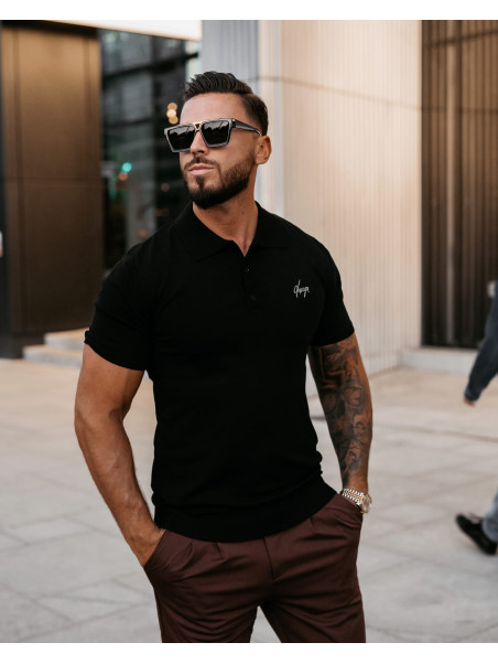 T-shirt Męski Polo Olavoga Twist Czarny