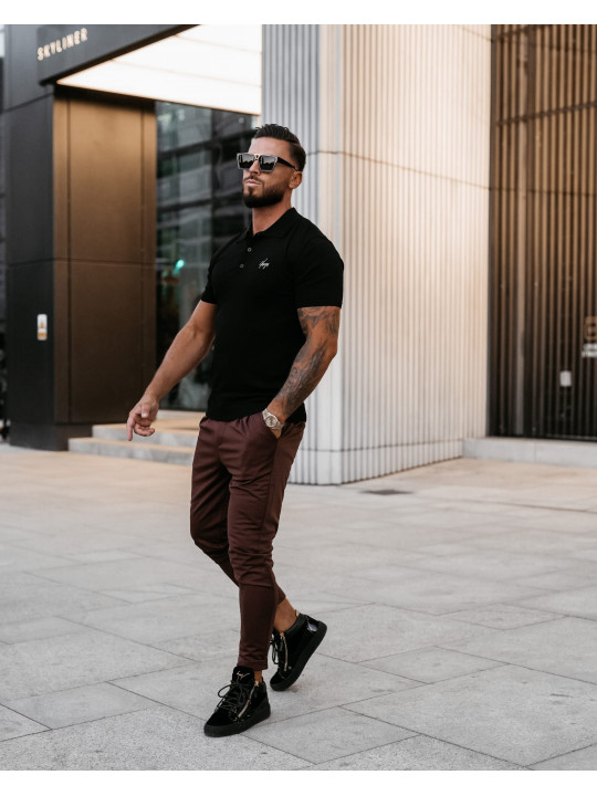 T-shirt Męski Polo Olavoga Twist Czarny