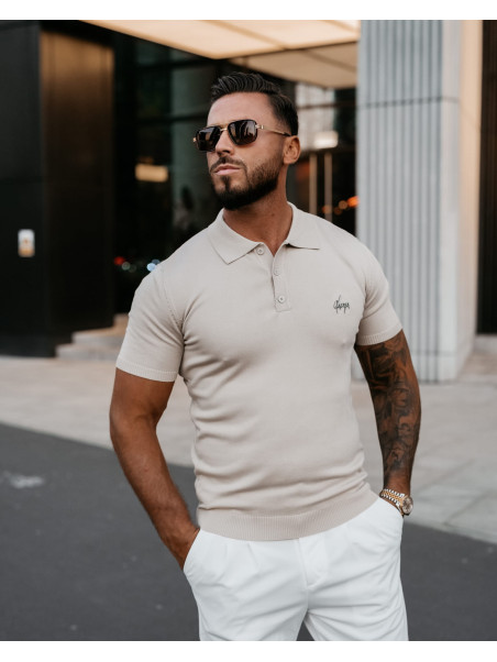 T-shirt Męski Polo Olavoga Twist Beż