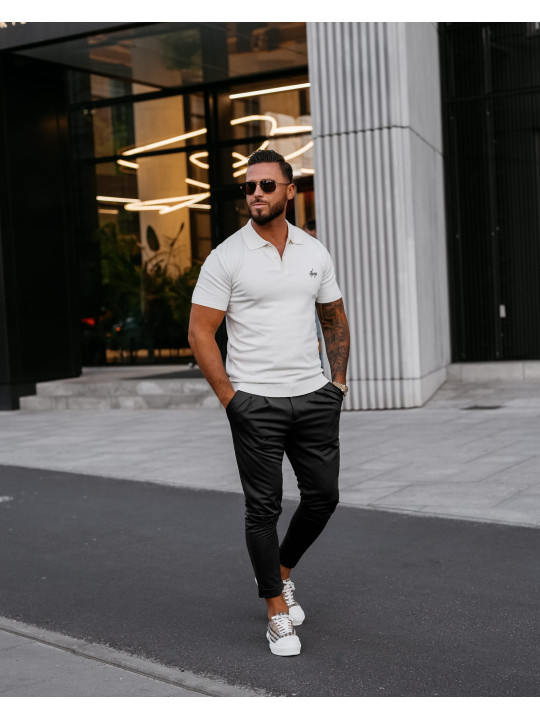 T-shirt Męski Polo Olavoga Twist Ecru